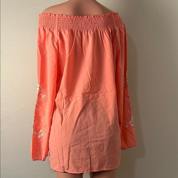 Woman Within Off -Shoulders Embroidered Peasant Top Tunic Size Medium New - Picture 7 of 11